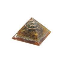 Orgonite Pirâmide 4cm Prosperidade - Pirita e Olho de Tigre Feng Shui Ferramentas Cura Instrumento Transmutação Energia Vital Potencializar