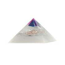 Orgonite Pirâmide Branca com Ágatas Coloridas - Criatividade e Relacionamento Feng Shui Ferramentas Cura Instrumento Transmutação Energia Vital