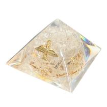Orgonite Pirâmide Conexão Divina Espirito Santo Cristal Com Ouro 4cm