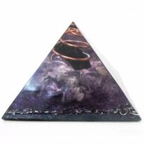 Orgonite Pirâmide da Transmutação 4,5cm - Ametista e turmalina negra