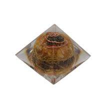 Orgonite Pirâmide de Abertura Abundância Citrino Pirita 6cm