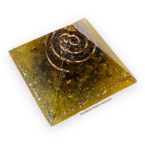Orgonite Pirâmide Prosperidade Olho De Tigre Pirita 3x4,5cm