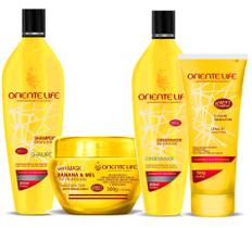 Oriente life kit banana e mel shampoo + condicionador + máscara + leave-in home care 300ml