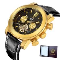 Orkina Luxo Tourbillion Multifunção Relógio Automático.