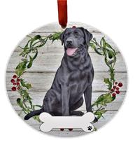 Ornament E&S Imports Black Labrador DIY em cerâmica personalizável