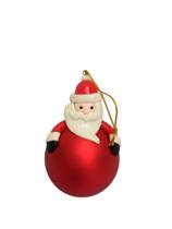Ornamento Bola Com Cabeça de Papai Noel de Poliresina 7,5 x 12Cm