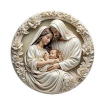 Ornamento Clássico De Presépio Em Madeira, Família Sagrada, 787in 20cm, Figurinha Para Pendurar Na