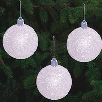 Ornamento de bola de neve branca (12 Pack) 3.15 "Glitter Snow Ball Iridescente Enfeites de Natal para decoração de árvore de Natal, conjunto de plástico à prova de quebra de 12, por novidade 4E