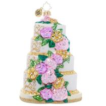 Ornamento de Bolo de Casamento de Vidro Christopher Radko - Feito à Mão