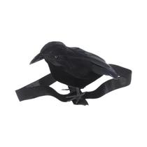 Ornamento de corvo preto com faixa elástica de ombro - adereço de cosplay para festa de Halloween