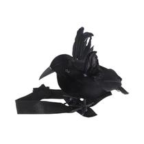 Ornamento de corvo preto com faixa elástica de ombro - adereço de cosplay para festa de Halloween