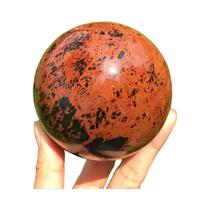 Ornamento De Cristal De Quartzo Com Bola Polida De Obsidiana Vermelha Natural Para Decoração De Casa