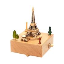 Ornamento De Natal De Madeira, Caixa De Música Rotativa Com Trem, Decoração Musical Para Casa,