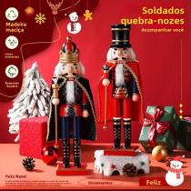 Ornamento De Natal Em Madeira, Quebra-Nozes, 2 Peças, Boneco Soldado Artesanal, Decoração De Natal