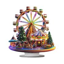 Ornamento De Roda Gigante De Acrílico Para O Natal, Placa De Exibição 2D, Decoração De Prateleira De