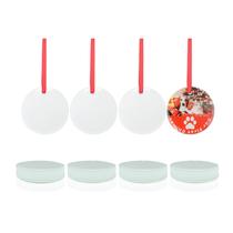 Ornamento de sublimação PYD Life Glass 7,62 cm redondo com fita x24 Ornamento de sublimação PYD Life Glass 7,62 cm redondo com fita x24