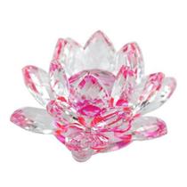 Ornamento Em Vidro Flor De Lótus Cristalino Decoração Rosa