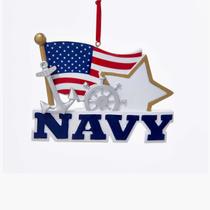 Ornamento Kurt Adler Navy de 4,5 polegadas com bandeira americana e estrela