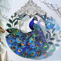 Ornamento Suncatcher em vitral Jocidea 7,6x8,9cm Peacock