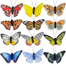 Ornamento suspenso Berfutall Feather Butterfly Set 12 peças de 9 cm Ornamento suspenso Berfutall Feather Butterfly Set 12 peças de 9 cm