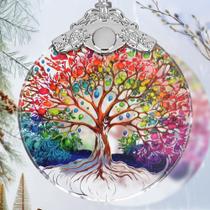 Ornamento suspenso Jocidea Tree of Life Stained Glass 8x9 cm