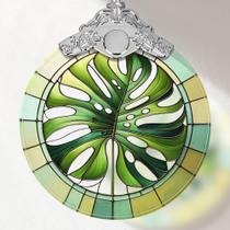Ornamento suspenso Touber Monstera Leaf Stained Glass 7,6x9 cm