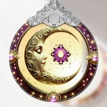 Ornamento suspenso Touber Sun and Moon, vitral 8x9 cm