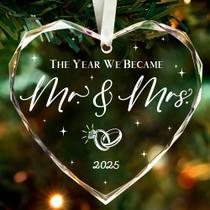 Ornamento THDZS Mr & Mrs 2025 Presente de casamento em cristal Ornamento THDZS Mr & Mrs 2025 Presente de casamento em cristal
