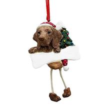 Ornamento Viszla com "pernas Dangling" exclusivo pintado à mão e enfeite de Natal facilmente personalizado