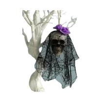 Ornamentos de Caveira de Halloween - Cabeça de Noiva de Espuma com Ossos para Decoração de Casa