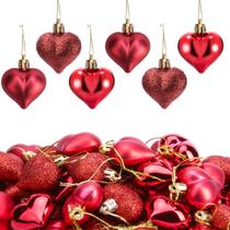 Ornamentos de Coração Vermelho para o Dia dos Namorados - 60 Unidades de Plástico