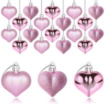 Ornamentos de Coração Yuronam - 24 Peças (4,5cm) - Plástico Rosa - Dia dos Namorados