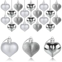 Ornamentos de Coração Yuronam - 24 Peças (4,5cm) - Prata - Dia dos Namorados