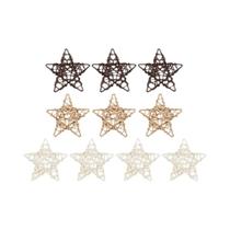 Ornamentos De Madeira DIY Em Forma De Coração E Estrela De Rattan Branco 10PCS Decoração Para Árvore