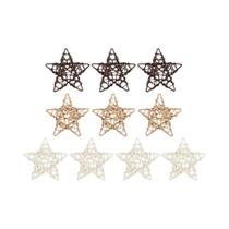 Ornamentos De Madeira DIY Em Forma De Coração E Estrela De Rattan Branco 10PCS Decoração Para Árvore