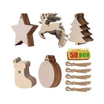 Ornamentos De Natal De Madeira Não Acabados 10-50 Peças, Fatias De Madeira Com Furos Para Artesanato