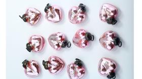 Ornamentos de Vidro Mercúrio Miniatura BD CRAFTS - 4cm, Coração Rosa (12 Unidades) Ornamentos de Vidro Mercúrio Miniatura BD CRAFTS - 4cm, Coração Rosa (12 Unidades)