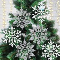 Ornamentos: flocos de neve, flocos de neve, prata, 30 cm/29 cm, 6 unidades