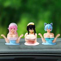 Ornamentos Saknaop Kawaii Shaking Chest Anime Girl Car 2023