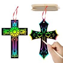 Ornamentos Scratch Cross WATINC, 60 unidades para crianças, faça você mesmo, arte e artesanato