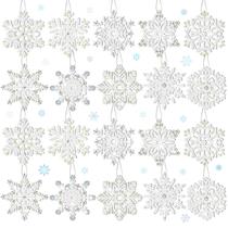 Ornamentos suspensos Jetec, 20 peças, flocos de neve de inverno, cristal