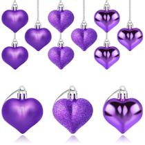 Ornamentos Yuronam Heart - 12 Peças de Plástico Roxo (4,5 cm) Ornamentos Yuronam Heart - 12 Peças de Plástico Roxo (4,5 cm)