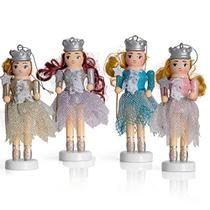 Ornativity Nutcracker Hanging Ornament Figures Fairy Ballet Dancers Glittered Christmas Mini Wooden Nutcrackers Xmas Tree Ornament Set 4 Peças