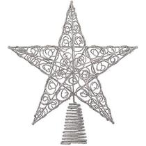 Ornativity Silver Star Tree Topper - Natal Swirl Design Sparkle Star Treetop Ornament