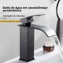 orneira Banheiro Cascata Monocomando Bica Baixa Preto Fosco