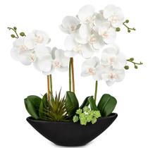 Orquídea artificial Briful White Silk Flowers 43cm com vaso