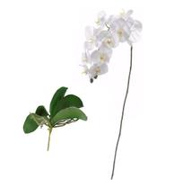 Orquidea Artificial + FOLHAS Artificiais Toque Real Tipo Silicone Flores Brancas Flor Decorativas - BONITO DECORA