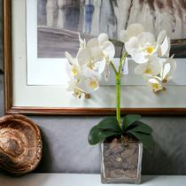 Orquídea Branca Dupla De Silicone No Vaso Montada - Lazer e Estilo