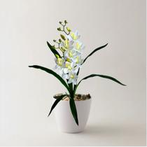 Orquídea Dançante 7 Unidades - Linda Haste Revestida em Silicone com Folhas Verdes - DE2123