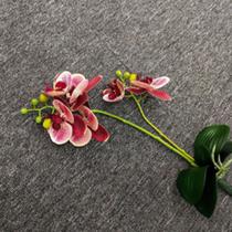 Orquídea de silicione com 6 cabeças e 5 folhas - 30cm cada